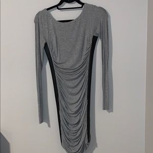 Gray Dress with Black Leather Side Stripes
